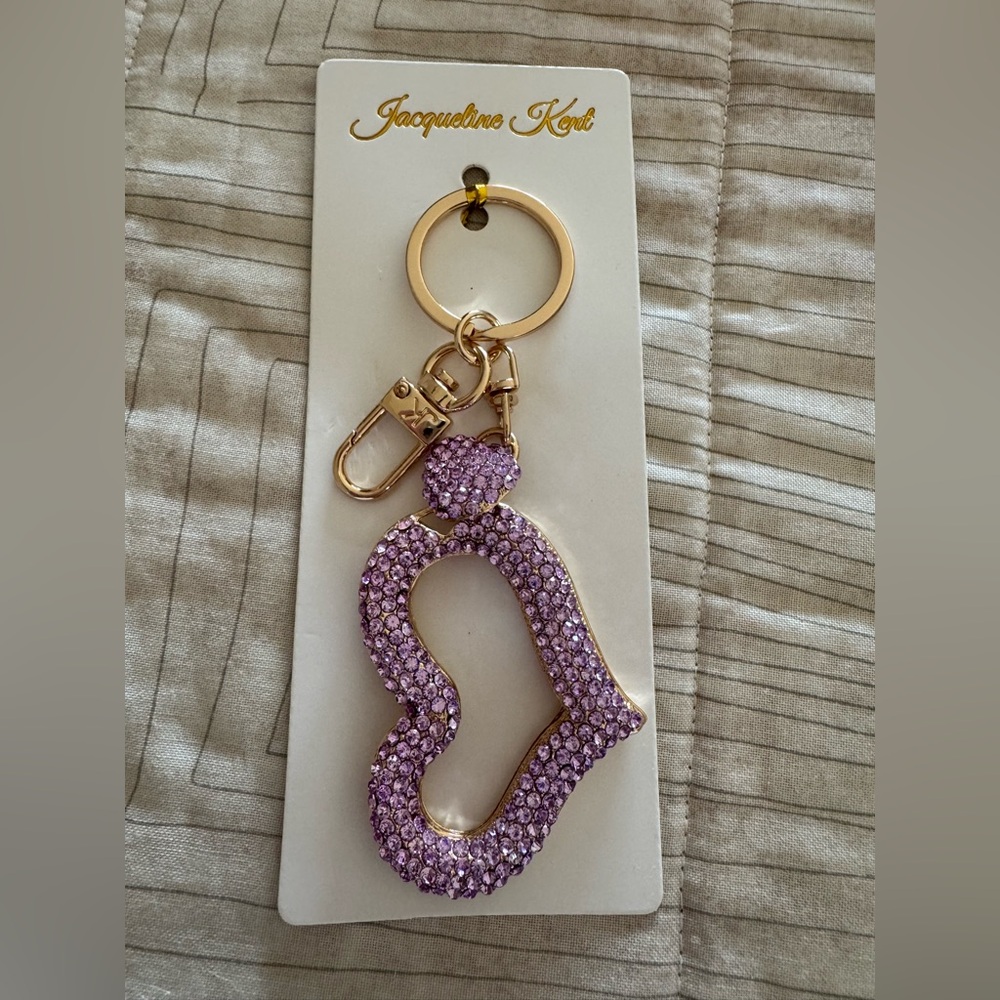 Jacqueline Kent rhinestone lavender heart purse charm!! BRAND NEW!